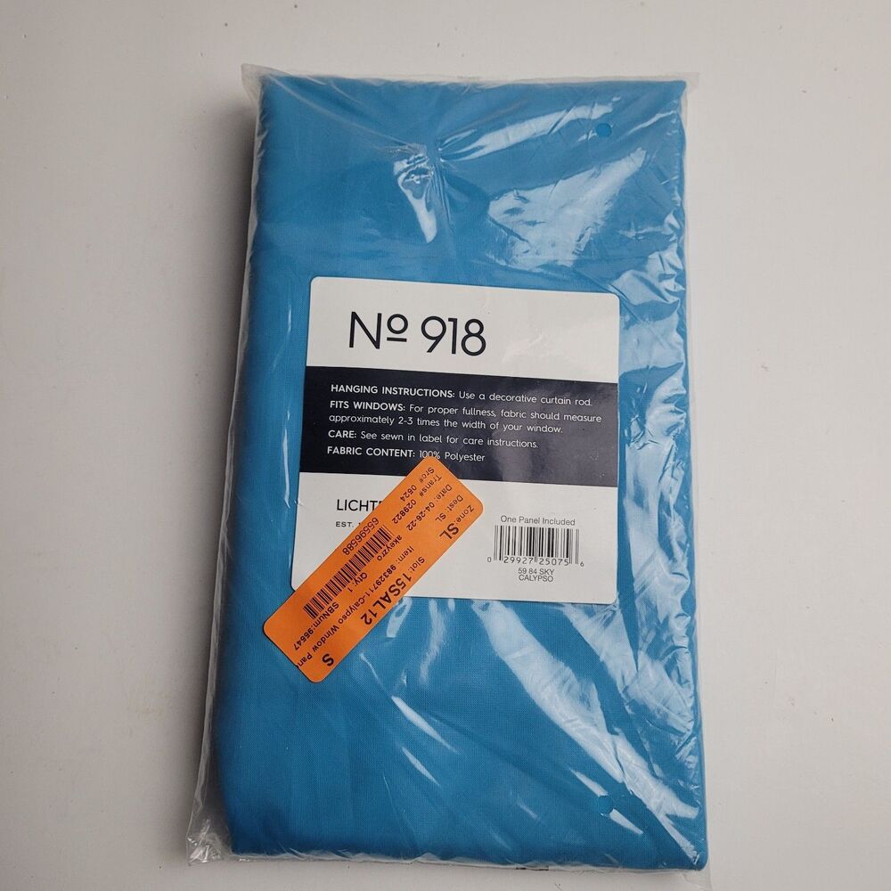 NEW No. 918 Calypso voile rod pocket sheer curtain panel 'Sky Blue' 59x84 #BT2